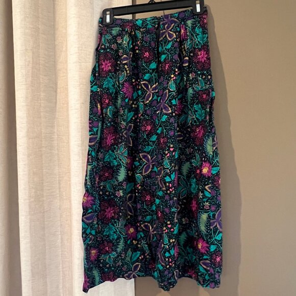 Synari Vintage 90's Green & Purple Floral Midi Skirt< Size Small - Picture 4 of 10